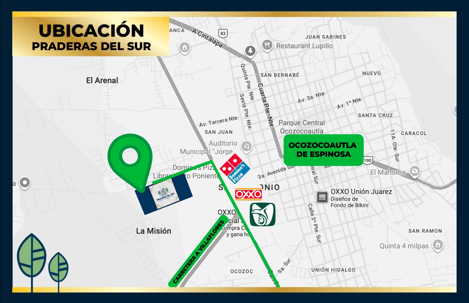 Mapa de ubicación de Praderas del Sur en Ocozocoautla Chiapas